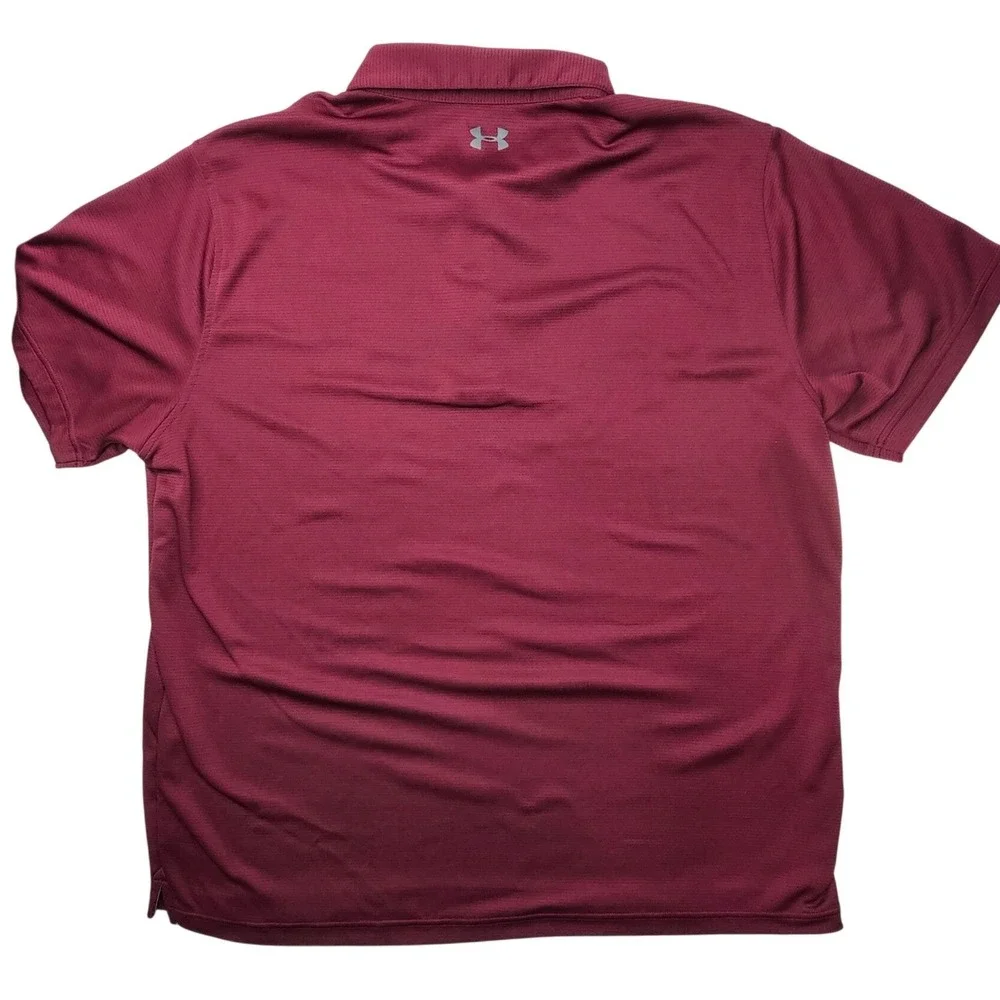 Under Armour Mens 3XL Maroon HeatGear Polo Shirt Loose Fit 1290140 Burgundy - Picture 2 of 11